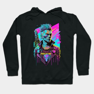 Neon Cyberpunk Fighter - V1.01 Hoodie